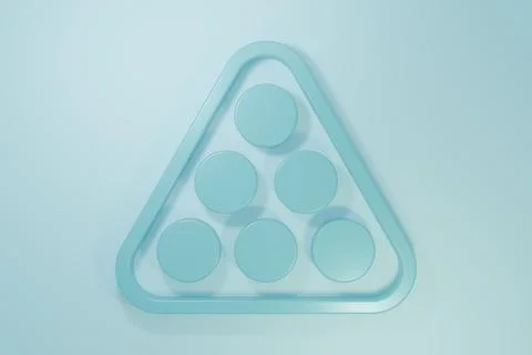 Blue Billiard balls in a rack triangle icon isolated on blue background. Mi.. Illustrazione stock