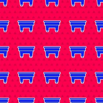Blue Billiard table icon isolated seamless pattern on red background. Pool table 스톡 일러스트