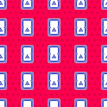 Blue Billiard table icon isolated seamless pattern on red background. Pool table Stock Illustration