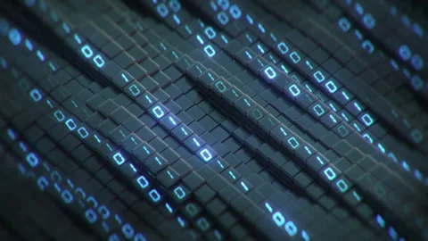Blue binary code 3D render seamless loop animation Stock Footage 321309758