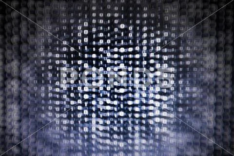 Blue binary code background. computer data storage server. internet connectio Stock Photos