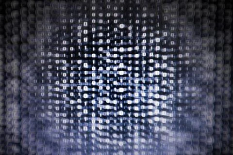 Blue binary code background. computer data storage server. internet connectio Stock Photos