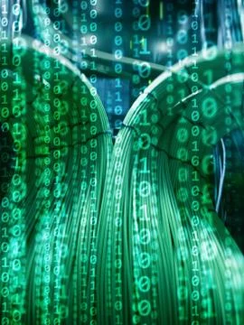 Blue binary code background. computer data transfer concept. 스톡 사진