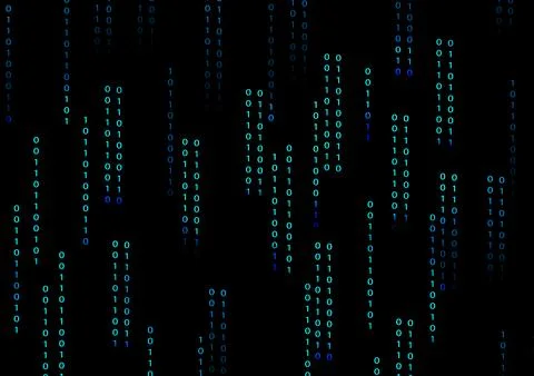 Blue binary code on a black background 스톡 일러스트