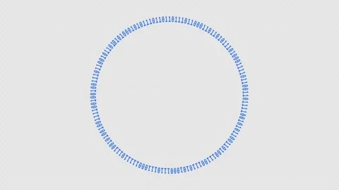 Blue Binary Code Circle Fast Rotation Loop Alpha Video stock 332778223