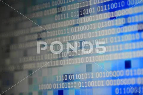 Blue binary code computer information bits Stock Photos