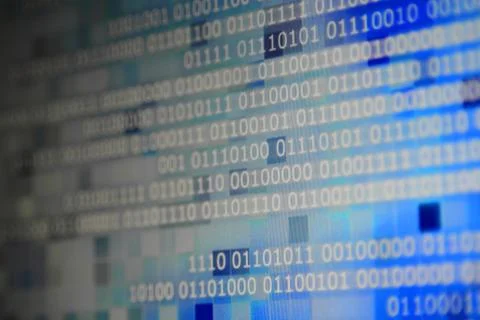 Blue binary code computer information bits Foto stock