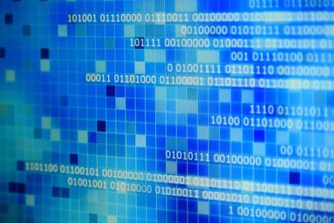 Blue binary code computer information bits Stock Photos