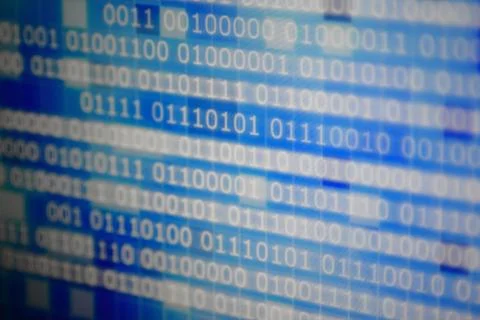 Blue binary code computer information bits Stock Photos