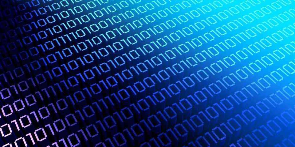 Blue binary code concept - 3D illustration Stock Illustration