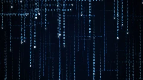 Blue Binary Code Data Stream Computer Animation Stockbeeldmateriaal 331592930