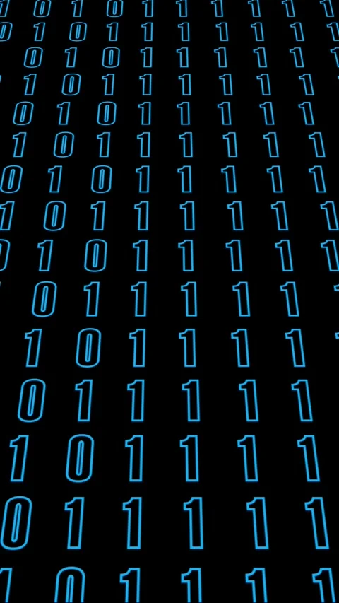 Blue binary code digits on a black background in perspective, creating a di.. Stock Footage 345968674