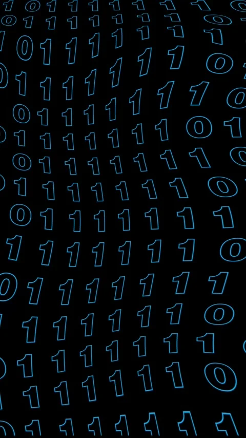 Blue binary code digits flow across a dark wavy surface, creating a futuris.. Stock Footage 345968705