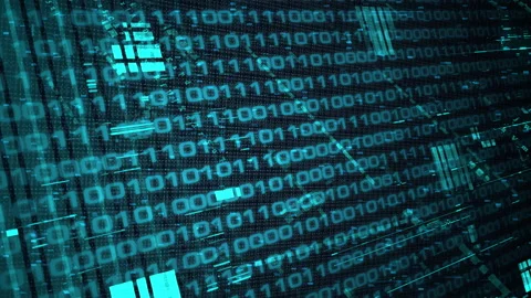 Blue binary code glowing shining encryption data, Privacy security protection Stock Footage 239903568