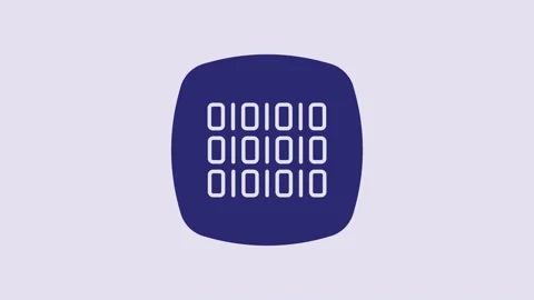 Blue Binary code icon isolated on purple background. 4K Video motion graphic Video stock 232870991