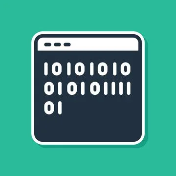 Blue Binary code icon isolated on green background. Vector Stock Illustration