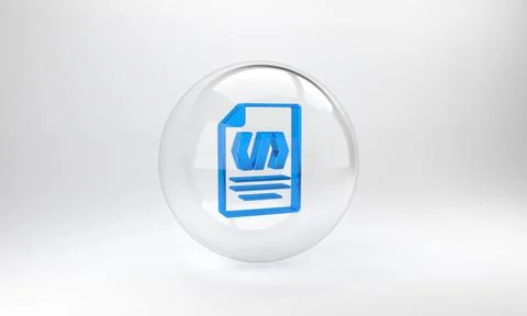 Blue Binary code icon isolated on grey background. Glass circle button. 3D re Stock Illustration