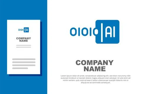 Blue Binary code icon isolated on white background. Logo design template element イラスト素材