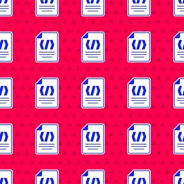 Blue Binary code icon isolated seamless pattern on red background. Vector Stock Illustration