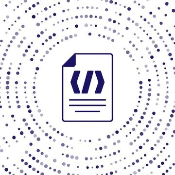 Blue Binary code icon isolated on white background. Abstract circle random dots Stock Illustration