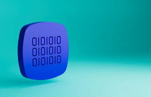 Blue Binary code icon isolated on blue background. Minimalism concept. 3D render 스톡 일러스트