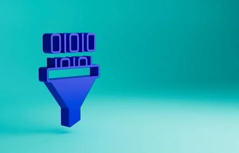 Blue Binary code icon isolated on blue background. Minimalism concept. 3D render Illustrazione stock