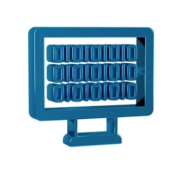 Blue Binary code icon isolated on transparent background. Stock Illustration