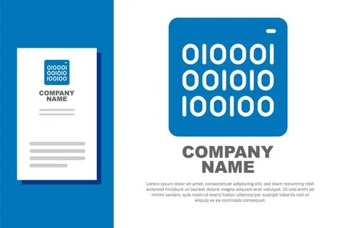 Blue Binary code icon isolated on white background. Logo design template el.. Stock Illustration