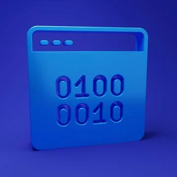 Blue Binary code icon isolated on blue background. Minimalism concept. 3D r.. Stockillustratie