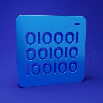 Blue Binary code icon isolated on blue background. Minimalism concept. 3D r.. Stock Illustration