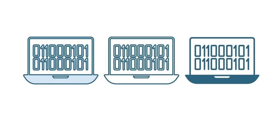 Blue Binary code icon isolated on white background.  Vector Stock Illustration