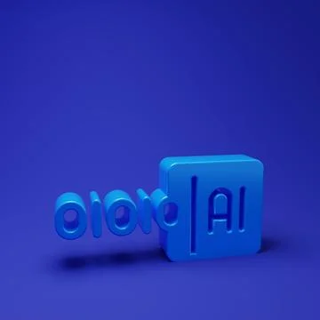 Blue Binary code icon isolated on blue background. Minimalism concept. 3D r.. Stockillustratie