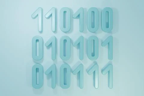 Blue Binary code icon isolated on blue background. Minimalism concept. 3D r.. イラスト素材