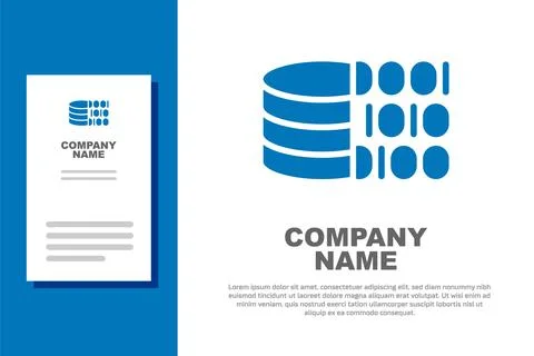 Blue Binary code icon isolated on white background. Logo design template el.. Illustrazione stock