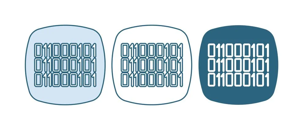 Blue Binary code icon isolated on white background.  Vector 스톡 일러스트