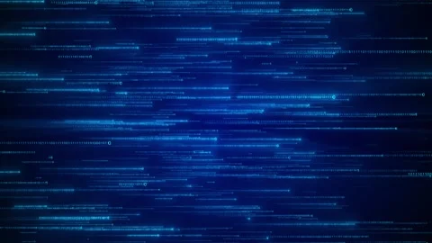 Blue binary code motion background glowing number streams, horizontal data Stock Footage 333974798