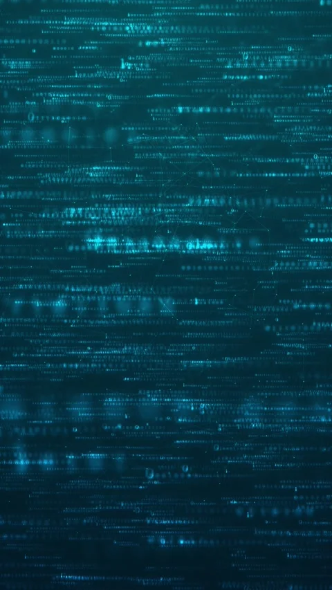 Blue binary code network background with glowing digits, connected polygon lines Stock Footage 340550212