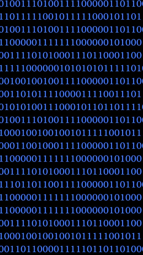 Blue Binary Code Pattern On Black Background Representing Digital Data Stock Footage 334861856