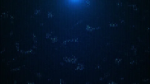 Blue binary code rain background glowing numbers, vertical columns, and dark dig Stock Footage 340410388