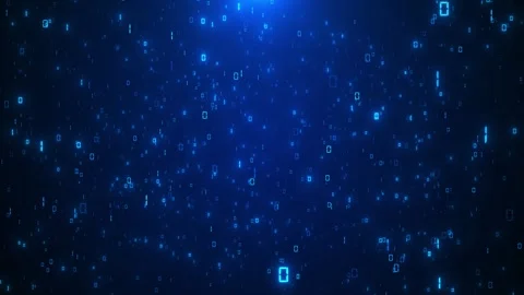 Blue binary code rain with glowing zero numbers, falling data particles Stock Footage 333975165