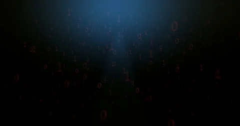 Blue Binary code scrolling through digital landscape Stock-Footage 114997189