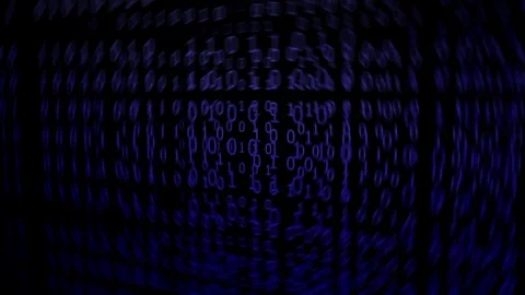 Blue Binary Codes, moving in a loop and blurred (3d rendering) Stock Footage 84640553