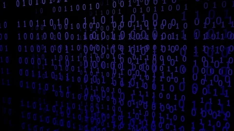 Blue Binary Codes, moving in a loop (3d rendering) Stock Footage 84640743