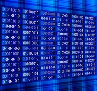 Blue binary computer code repeating vector background . Eps 10 vector Stock Illustration