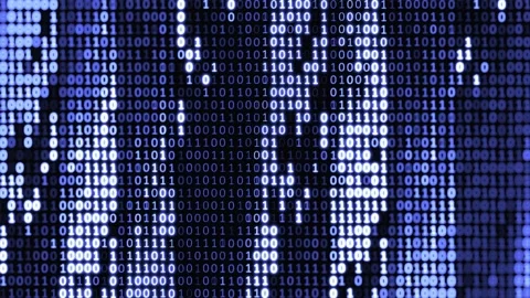 Blue Binary Data Background Animation. Digital Code Flow Technology Loop Stock Footage 340522984