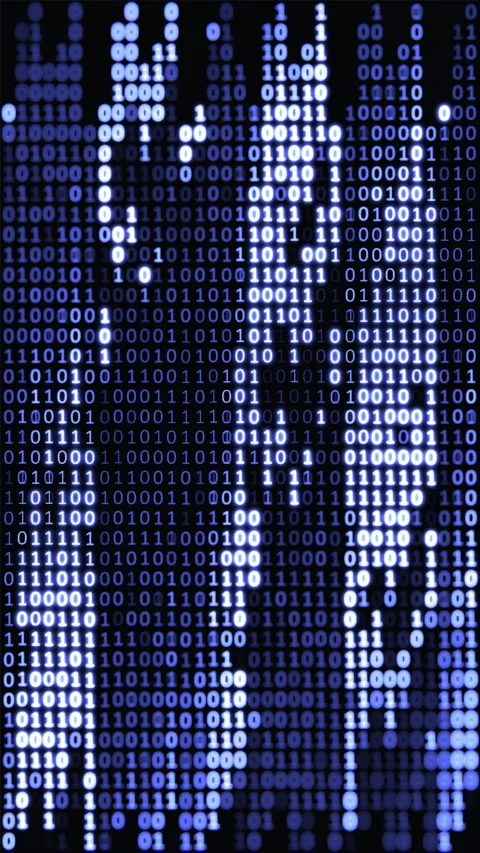 Blue Binary Data Background Animation. Digital Code Flow Technology Loop. Stock Footage 340522985