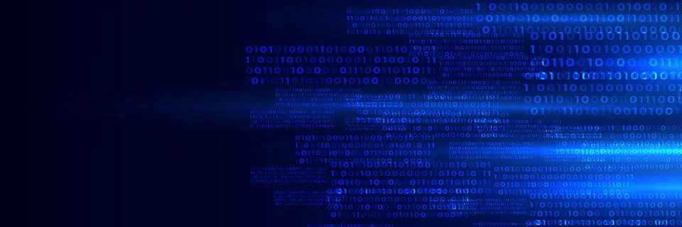 Blue Binary Data Software Programming Code Background. Random Parts of Prog.. Stock Illustration