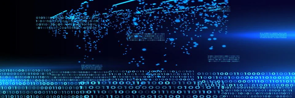 Blue Binary Data Software Programming Code Background. Random Parts of Program Stock Illustration