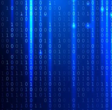 Blue Binary Data Software Programming Code Background. Random Parts of Program Ilustración de archivo