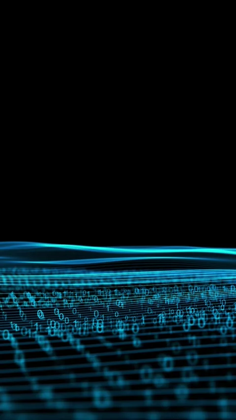 Blue Binary Data Wave Artificial Intelligence Background Video stock 341356083